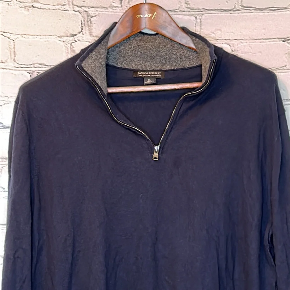 Banana Republic Navy Blue Pullover Quarter Zip Collared Sweater Size XL
